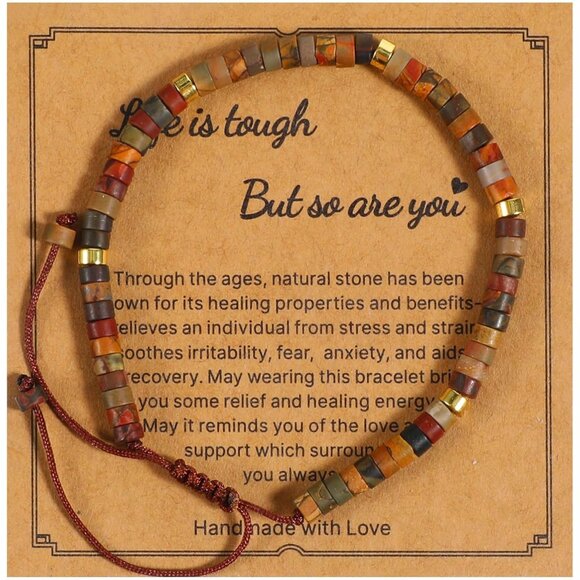 Versatile Natural Stone Beaded Bracelet - The Perfect Gift for Any Occasion - Picture 1 of 7